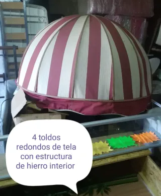 4 Toldos Redondos Tela con Estructura Hierro
