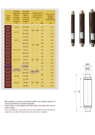 Lote 2 Fusibles Media Tensión 24kV 16A