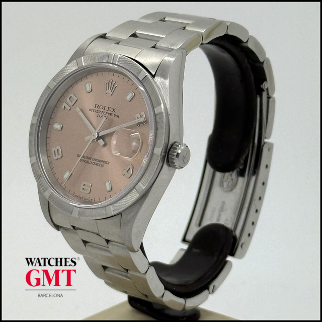 ROLEX OYSTER PERPTUAL DATE 34 SALMON DIAL