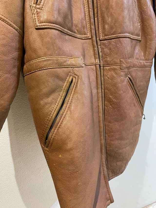 Abrigo Vintage 100% Borrego Shearling Español