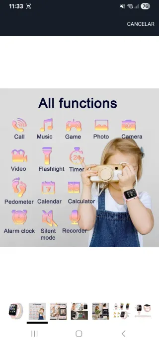 Smartwatch Infantil Rosa Multicolor NUEVO