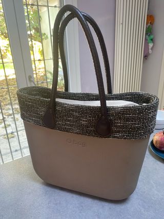 Borsa O bag classica beige e marrone