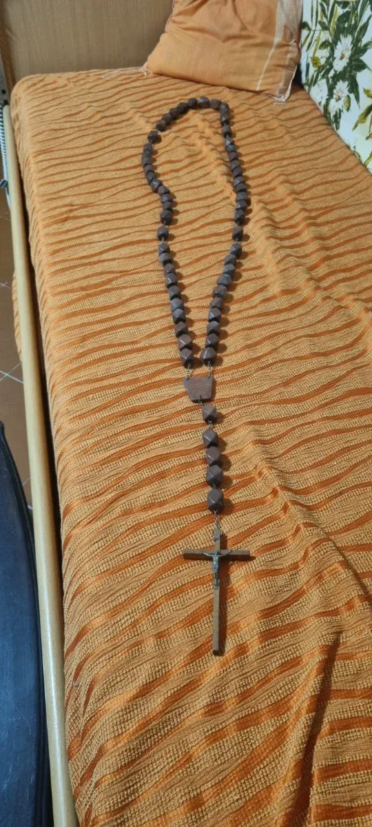 Rosario grande grani legno crocifisso