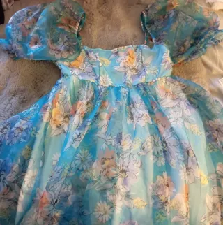 Vestido juvenil ceremonia azul floral