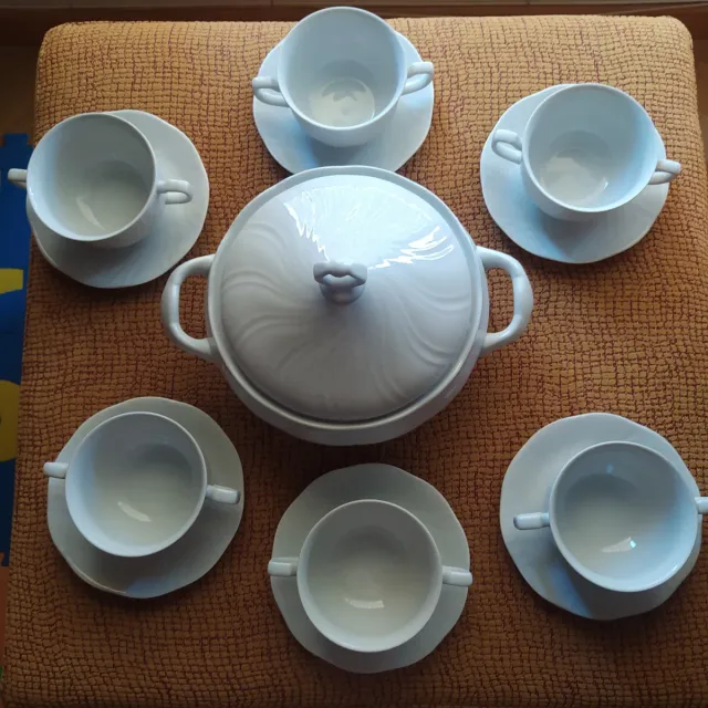 Juego Consomé Porcelana 14 Piezas