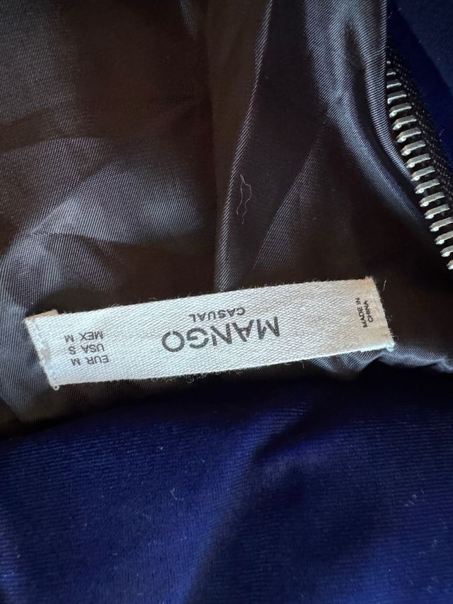 Piumino Mango Velvet Blu Elettrico