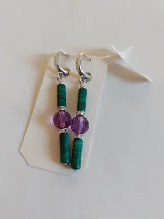 Parure malachite: ciondolo e orecchini