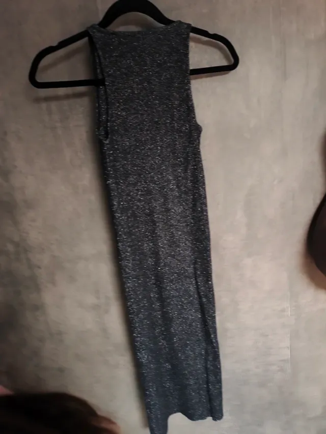 Vestido largo plateado mujer