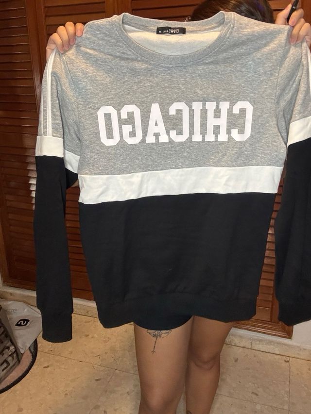 Sudadera Enos Jeans gris y negra Talla M