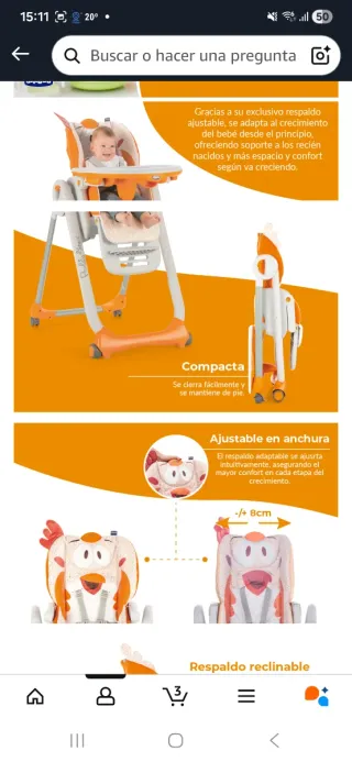 Chicco Polly2Start Trona y Hamaca 0 a 3 años