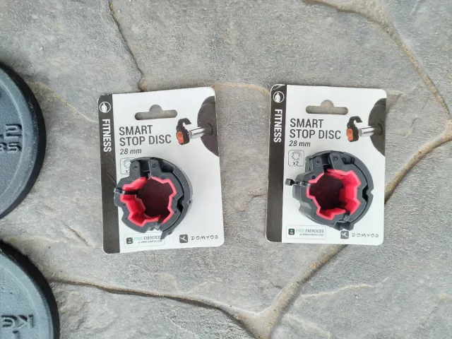 Barras de pesas cromadas de 28mm y discos también.