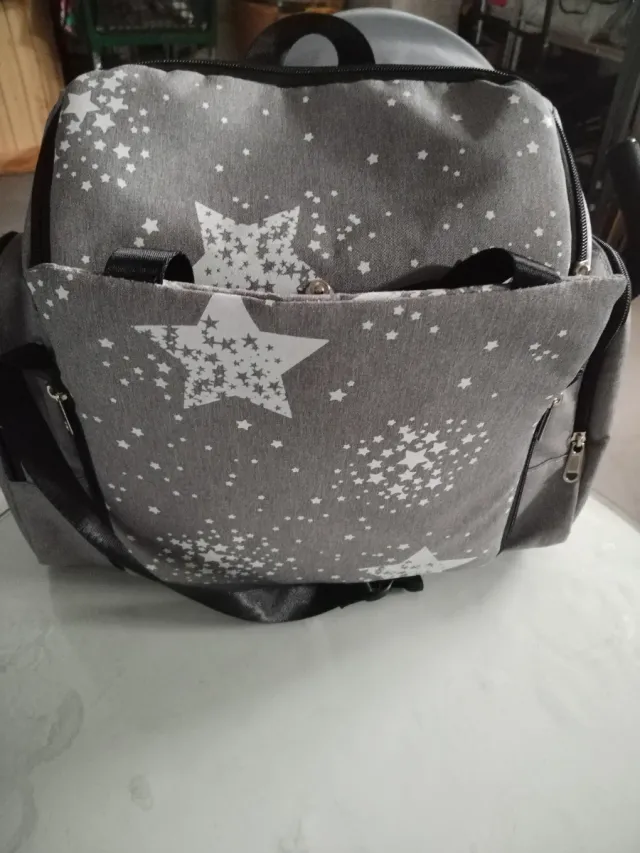 Trona portátil estrellas gris