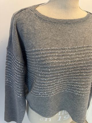 Twin Set maglione paillettes argento