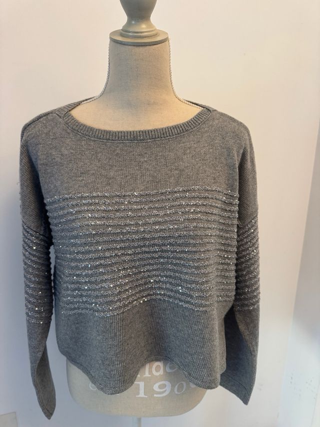 Twin Set maglione paillettes argento