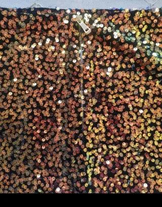 Falda lentejuelas doradas y multicolor