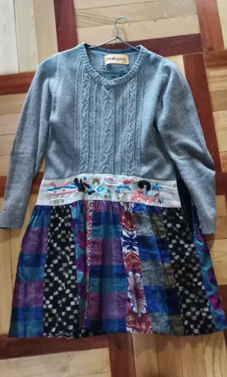 Vestido Desigual Otoño-Invierno Gris Multicolor