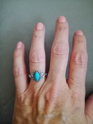Anillo Plata Turquesa Diseño Étnico