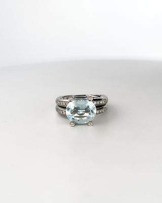 Sortija SILLAM oro blanco 18kt aguamarinas