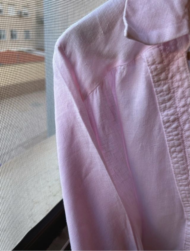Camisa Zara Lino Rosa Talla L