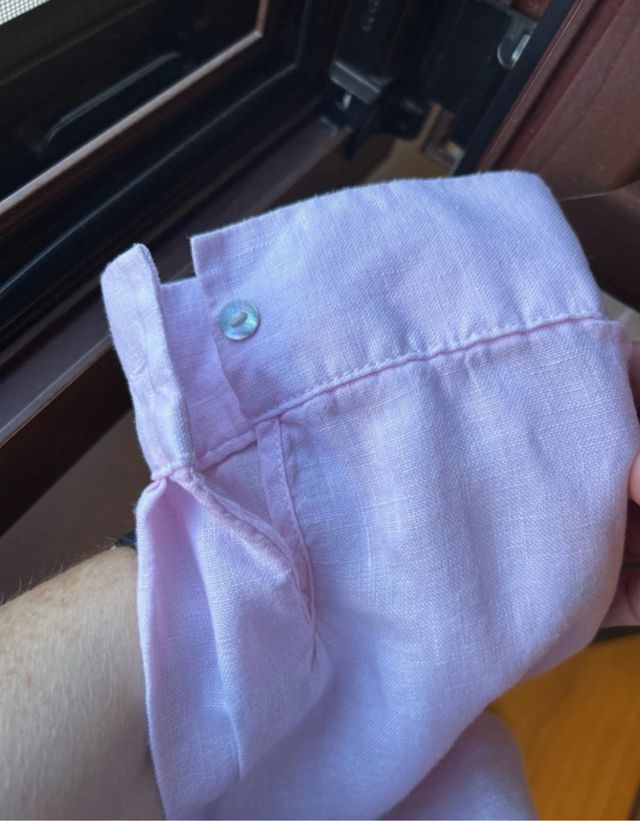 Camisa Zara Lino Rosa Talla L