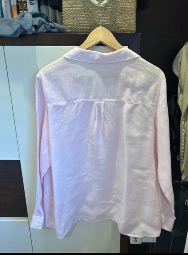 Camisa Zara Lino Rosa Talla L