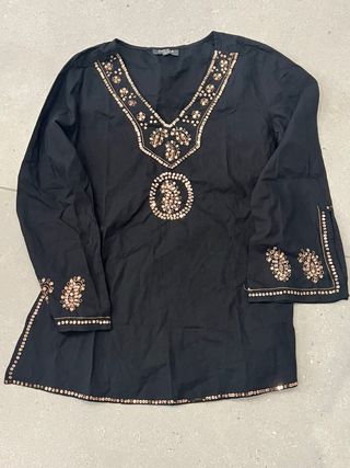 Camicia donna Camomilla nera con paillettes