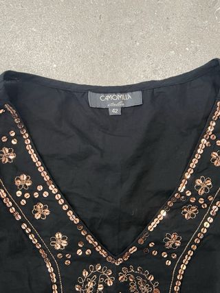 Camicia donna Camomilla nera con paillettes