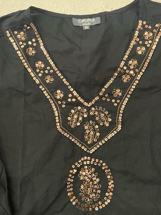 Camicia donna Camomilla nera con paillettes