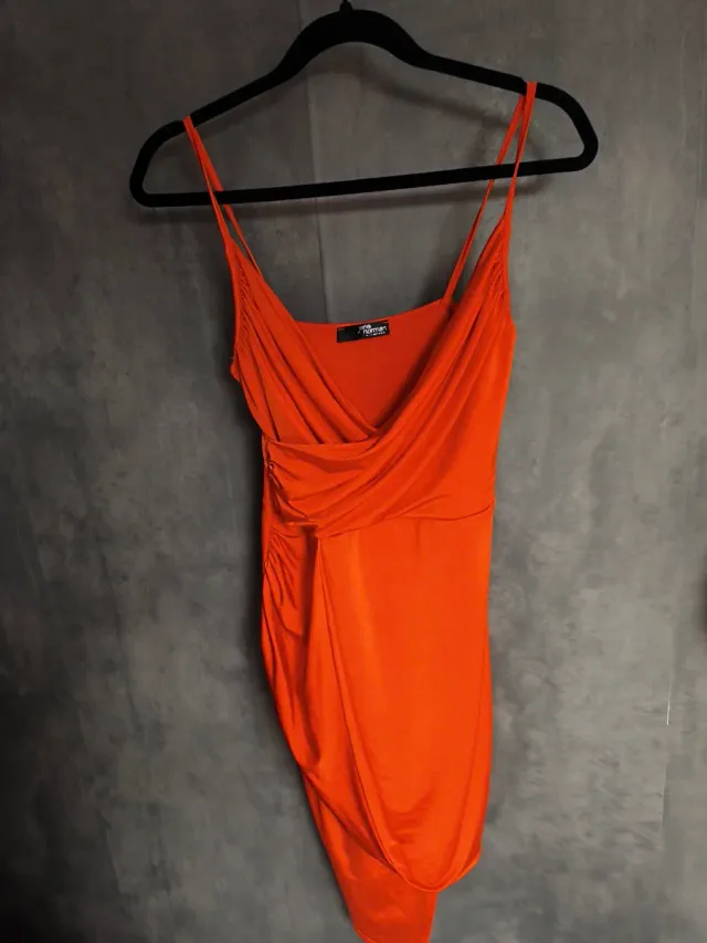 Vestido naranja drapeado talla única