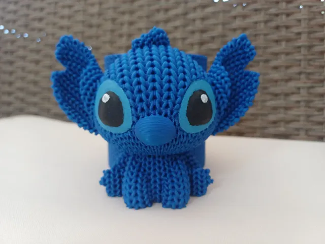 Portapenne Stitch simil maglia blu