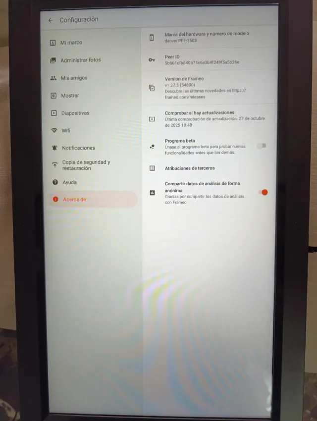 Marco de fotos 15" Denver PFF-1503 Negro Frameo