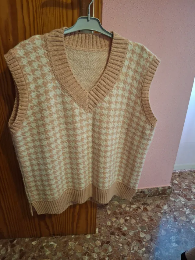 Chaleco oversize estampado pata de gallo