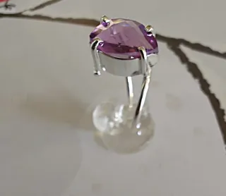 Anello Argento 925 con Pietra Viola Marquise