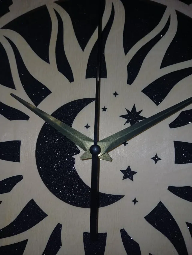 Orologio da parete legno sole e luna