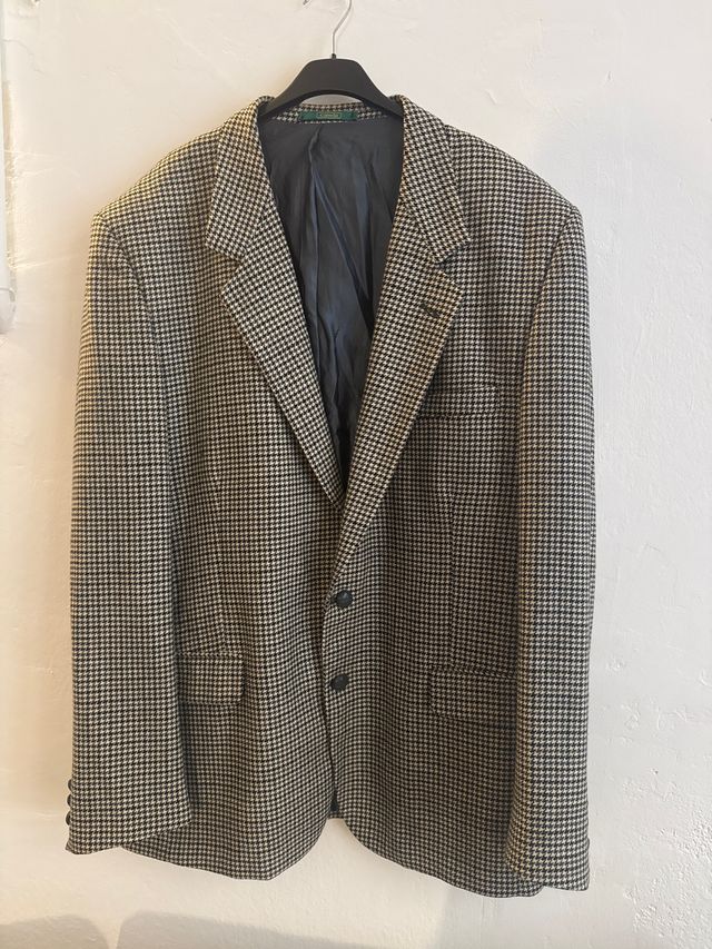 Saco Sastre Tartán Hombre Marrón y Gris