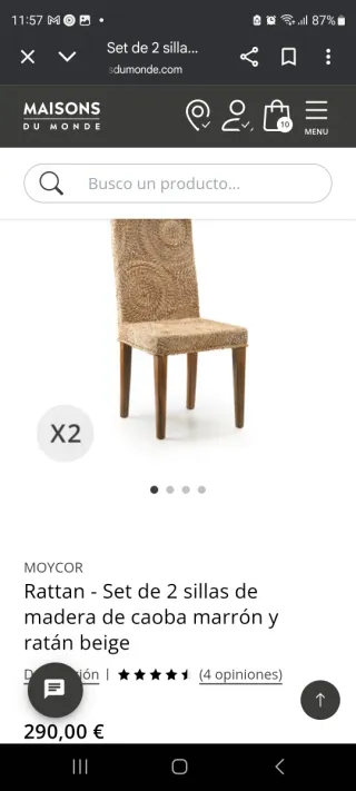 Sillas comedor ratán y madera