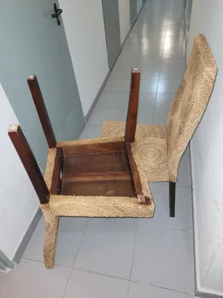 Sillas comedor ratán y madera