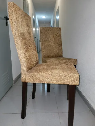 Sillas comedor ratán y madera
