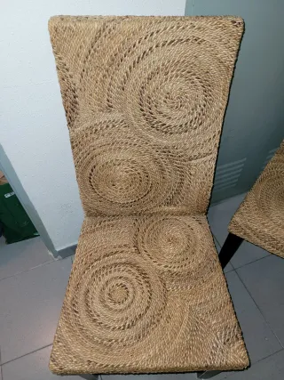 Sillas comedor ratán y madera