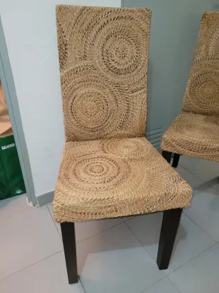 Sillas comedor ratán y madera