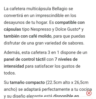 Cafetera Ufesa Bellagio Multicápsulas