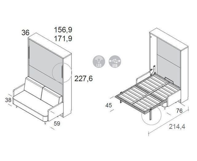 CAMA ABATIBLE CON SOFA ROSÊ