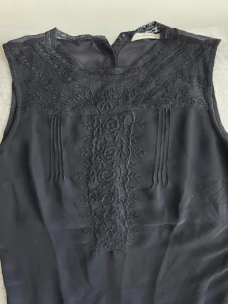Camisa Stradivarius Negra Encaje