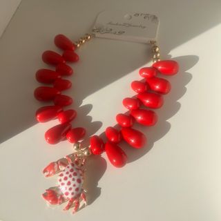 Collar cangrejo rojo y blanco langosta.