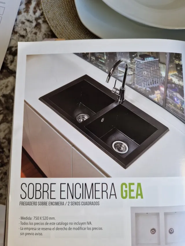 Fregadero de Resina Sobreencimera 2 Senos