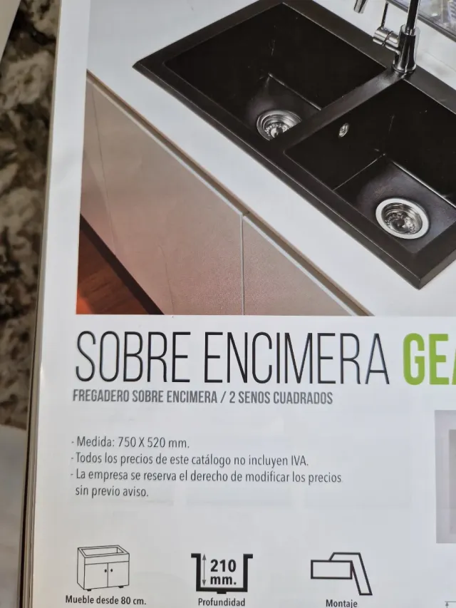 Fregadero de Resina Sobreencimera 2 Senos