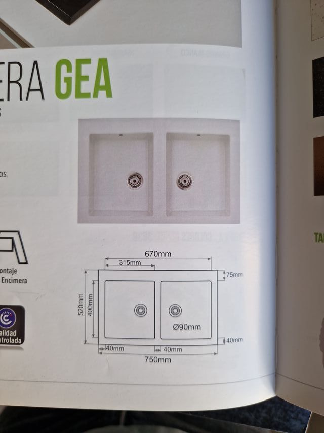 Fregadero de Resina Sobreencimera 2 Senos