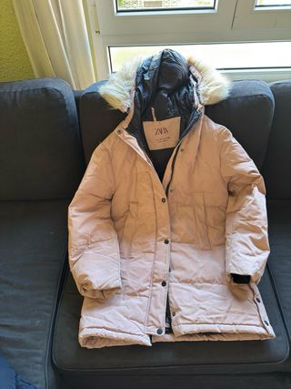 Chaqueta Zara cuadros beige y azul