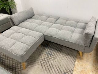 Sofá Cama Click Clack con Puff Gris