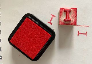 Set Sellos Letras y Numeros + Tinta roja y azul